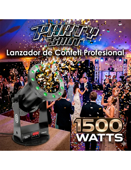 Maquina De Confeti Profesional 12led Rgb Party Shot Steelpro