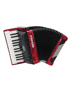 Acordeón Cromático a Piano Hohner Bravo II 48 Bajos Rojo con Estuche