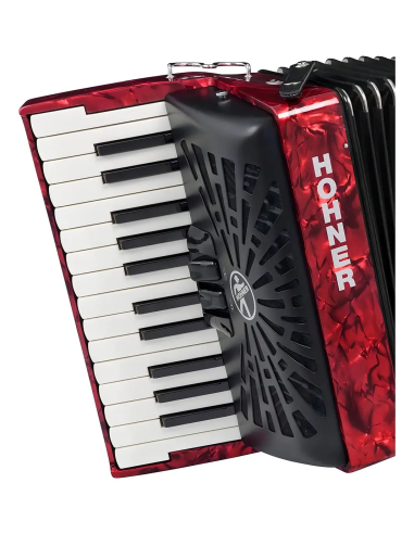 Acordeón Cromático a Piano Hohner Bravo II 48 Bajos Rojo con Estuche