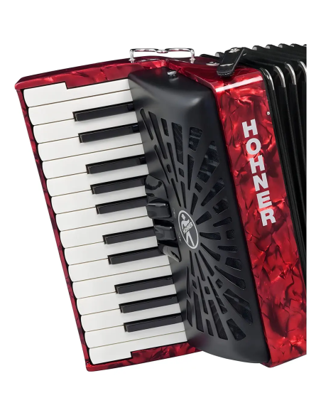 Acordeón Cromático a Piano Hohner Bravo II 48 Bajos Rojo con Estuche