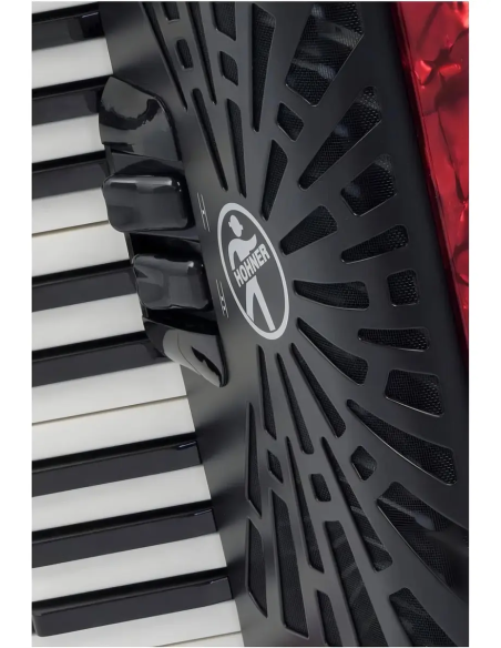 Acordeón Cromático a Piano Hohner Bravo II 48 Bajos Rojo con Estuche