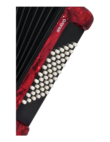 Acordeón Cromático a Piano Hohner Bravo II 48 Bajos Rojo con Estuche