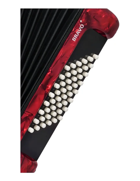 Acordeón Cromático a Piano Hohner Bravo II 48 Bajos Rojo con Estuche